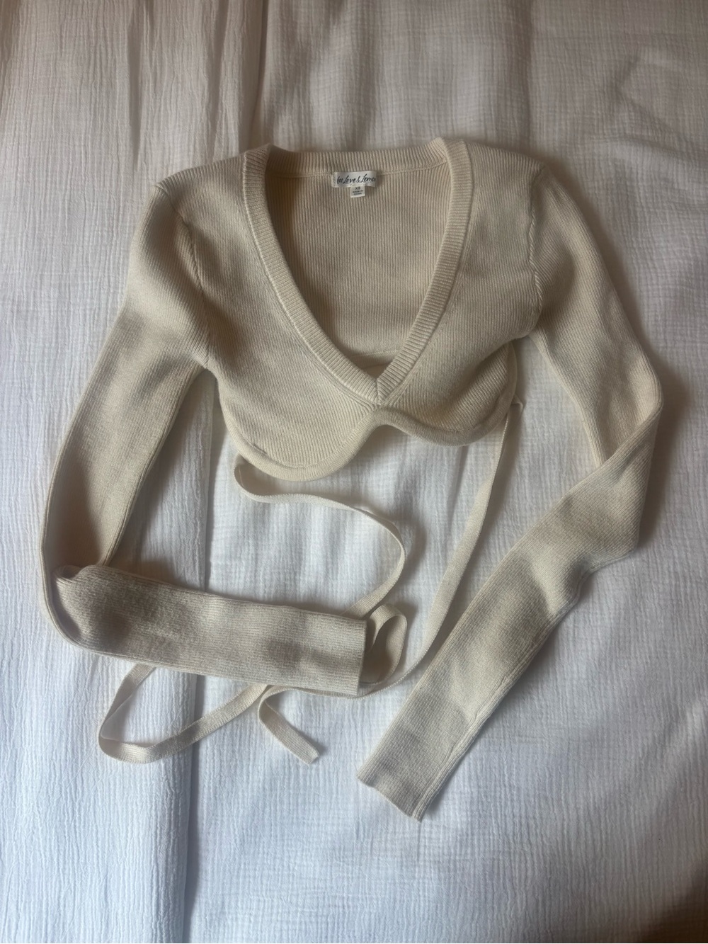 For Love & Lemons Cream Crop Sweater